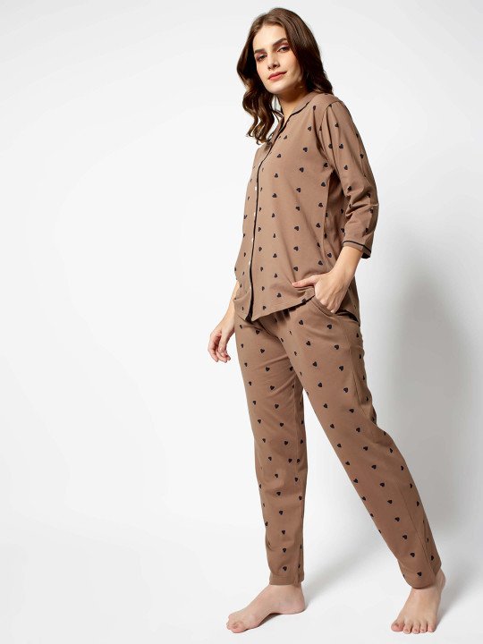Women Brown & Black Printed Night suit - Image 3