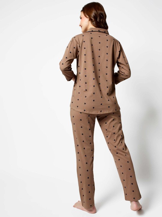 Women Brown & Black Printed Night suit - Image 4