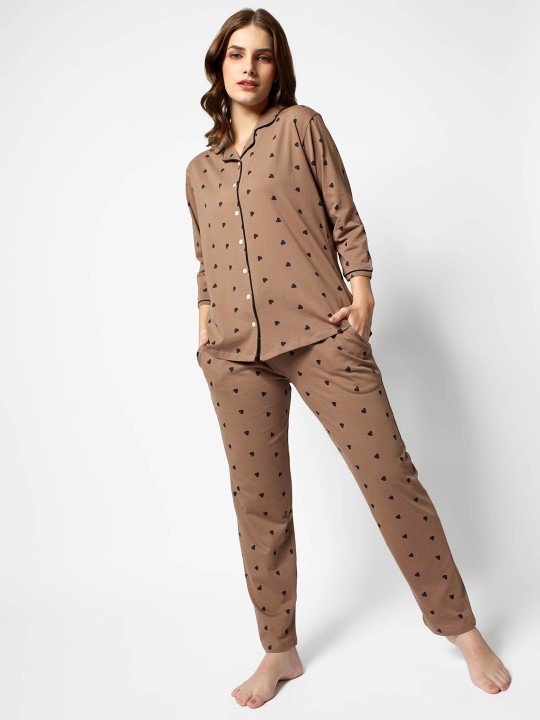 Women Brown & Black Printed Night suit - Image 6