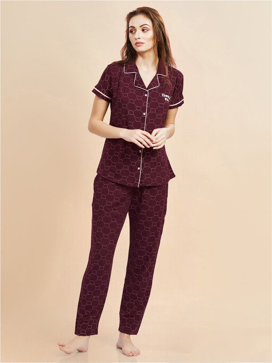 Women Geometric Printed Night suit - Image 2