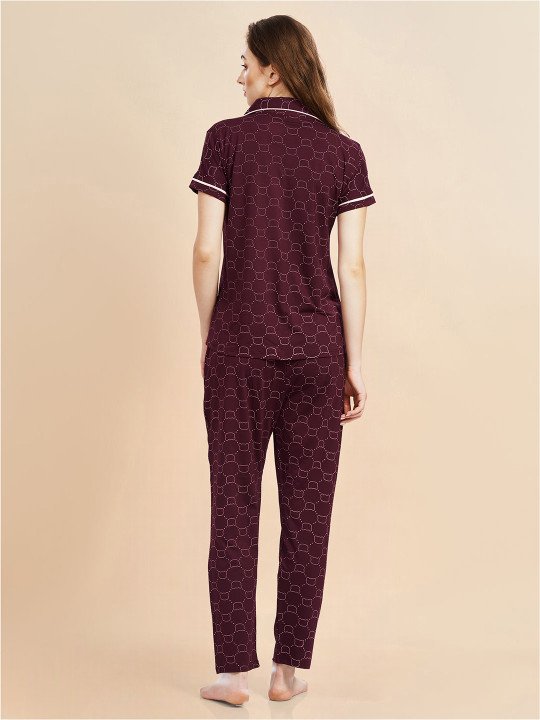 Women Geometric Printed Night suit - Image 5