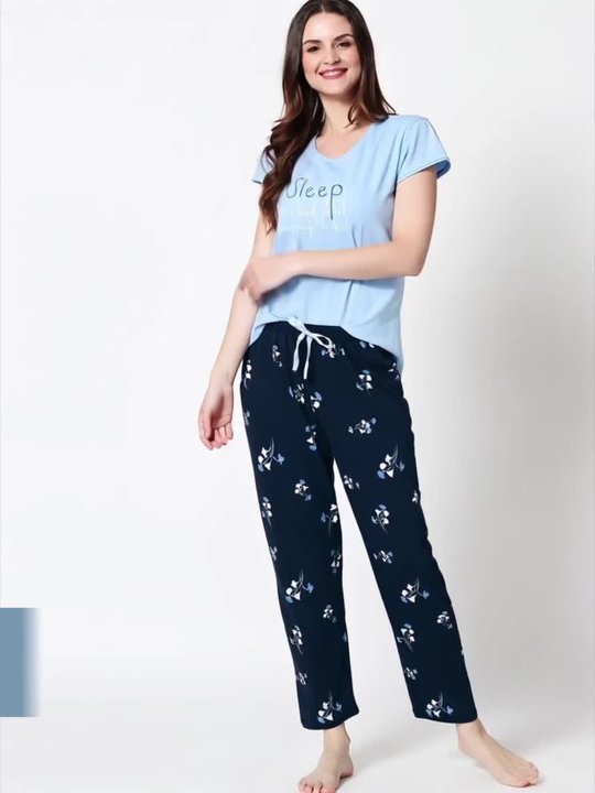 Typography Printed Pure Cotton Night Suit - Image 3