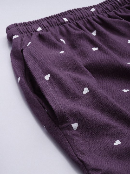 Women Purple & Peach-Coloured Printed Night suit - Image 3