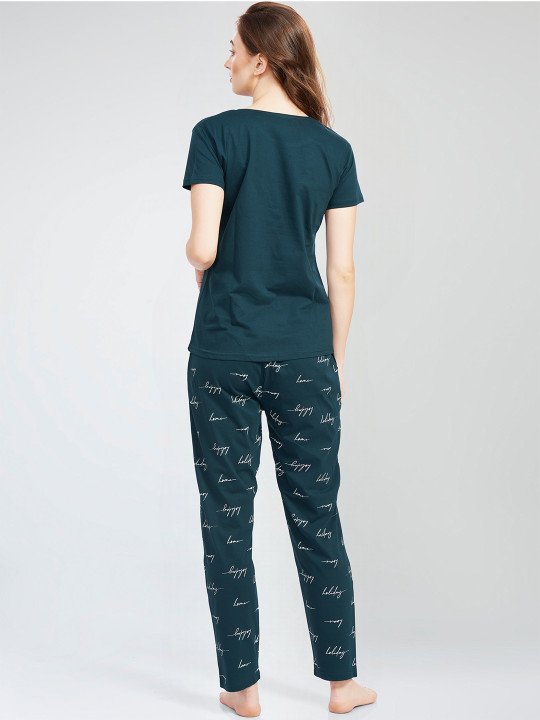Women Typography Printed Pure Cotton Night suit - Image 5