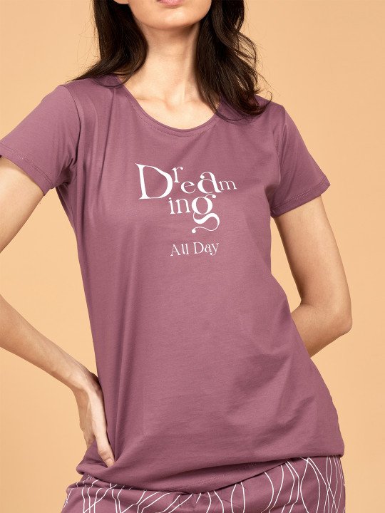 Women Pure Cotton Typography Printed Night suit - Image 2