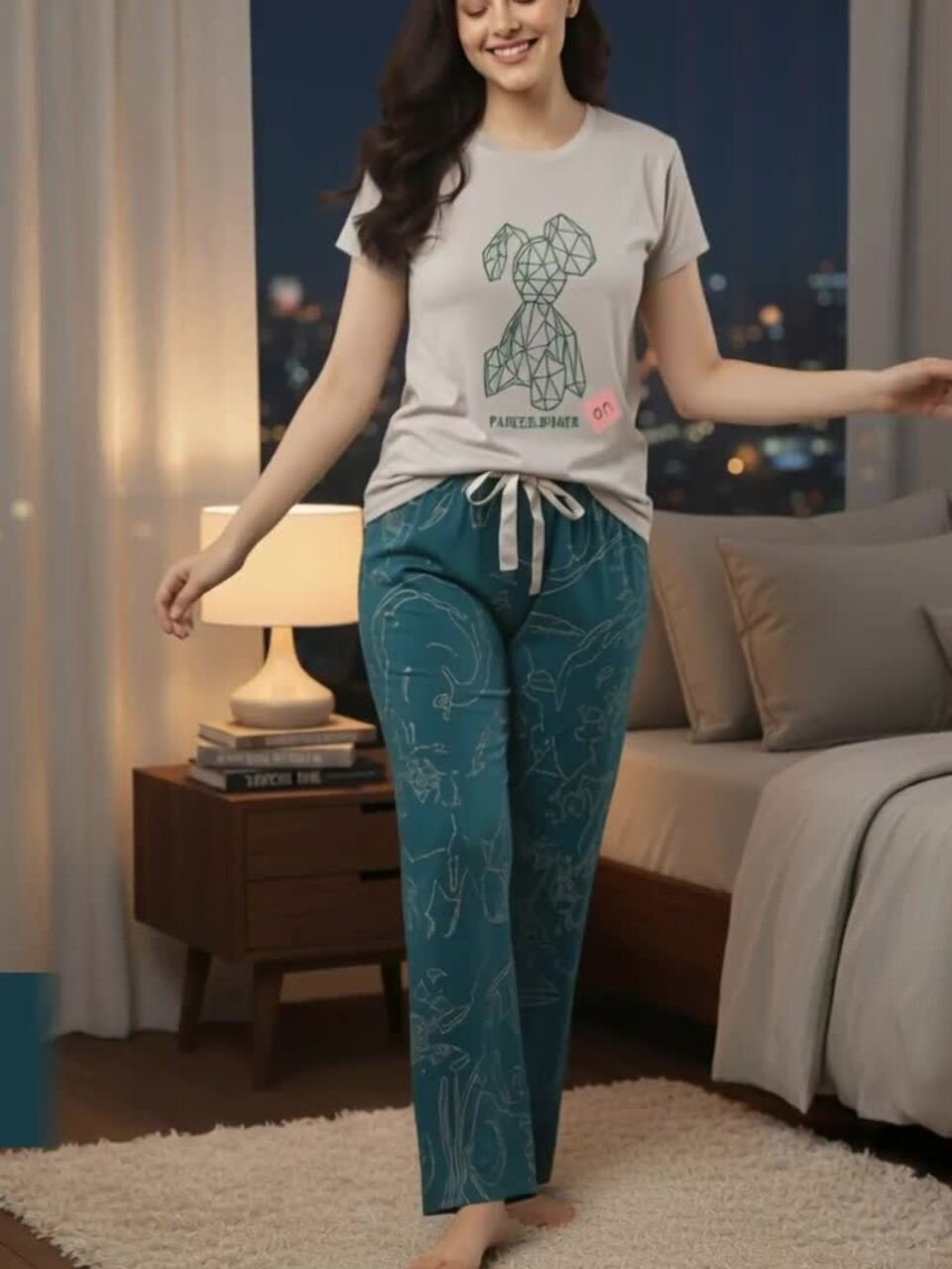 Women Printed Night suit - Image 3