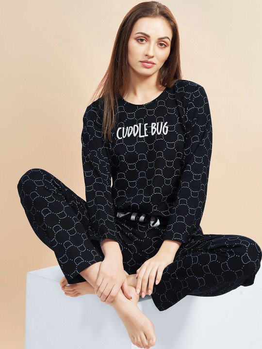 Women Printed Pure Cotton Night suit