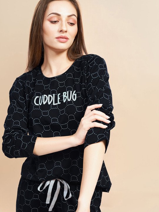 Women Printed Pure Cotton Night suit - Image 2