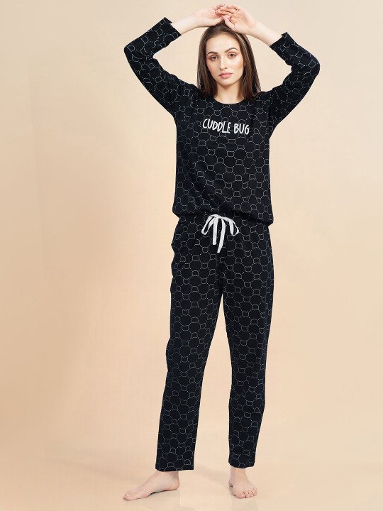 Women Printed Pure Cotton Night suit - Image 3
