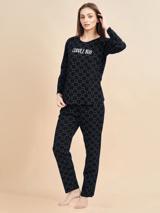 Women Printed Pure Cotton Night suit - Image 4