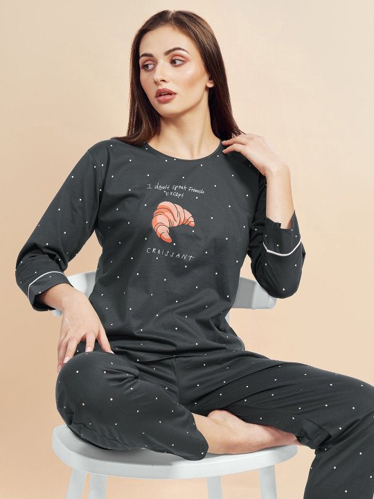 Women Printed Pure Cotton Night suit
