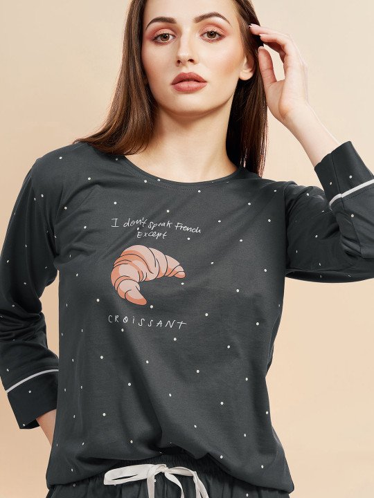 Women Printed Pure Cotton Night suit - Image 2