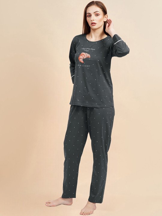 Women Printed Pure Cotton Night suit - Image 3