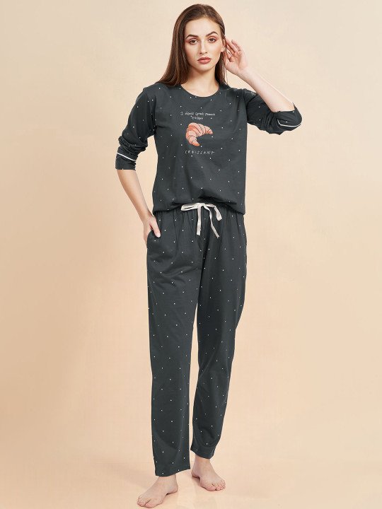 Women Printed Pure Cotton Night suit - Image 4