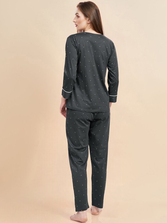 Women Printed Pure Cotton Night suit - Image 5