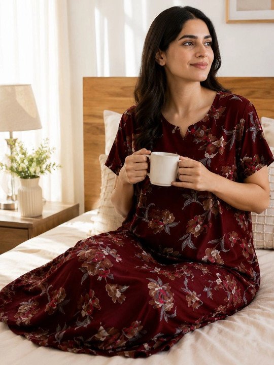Women Printed Maxi Nightdress