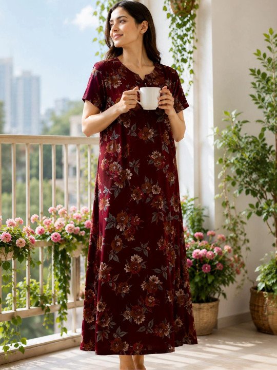 Women Printed Maxi Nightdress - Image 5