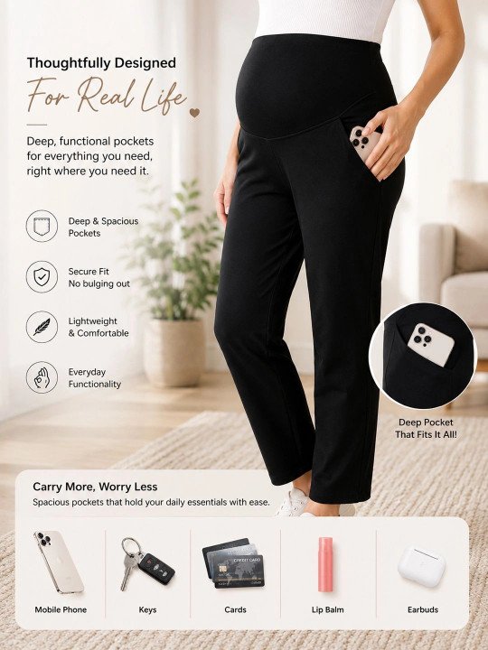 Women Relaxed High-Rise Easy Wash Cotton Maternity Trousers - Image 5