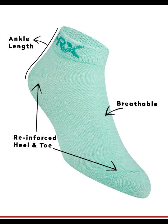 Women Pack Of 3 Blue & Pink Cotton Ankle Length Sports Socks - Image 3