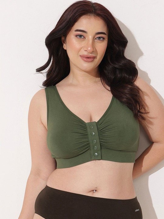 Modal Front Button Non Padded Nursing Bra With Inside G-Hook