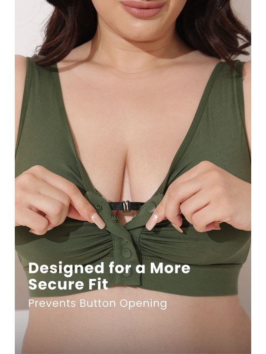 Modal Front Button Non Padded Nursing Bra With Inside G-Hook - Image 4