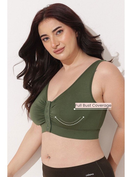 Modal Front Button Non Padded Nursing Bra With Inside G-Hook - Image 5