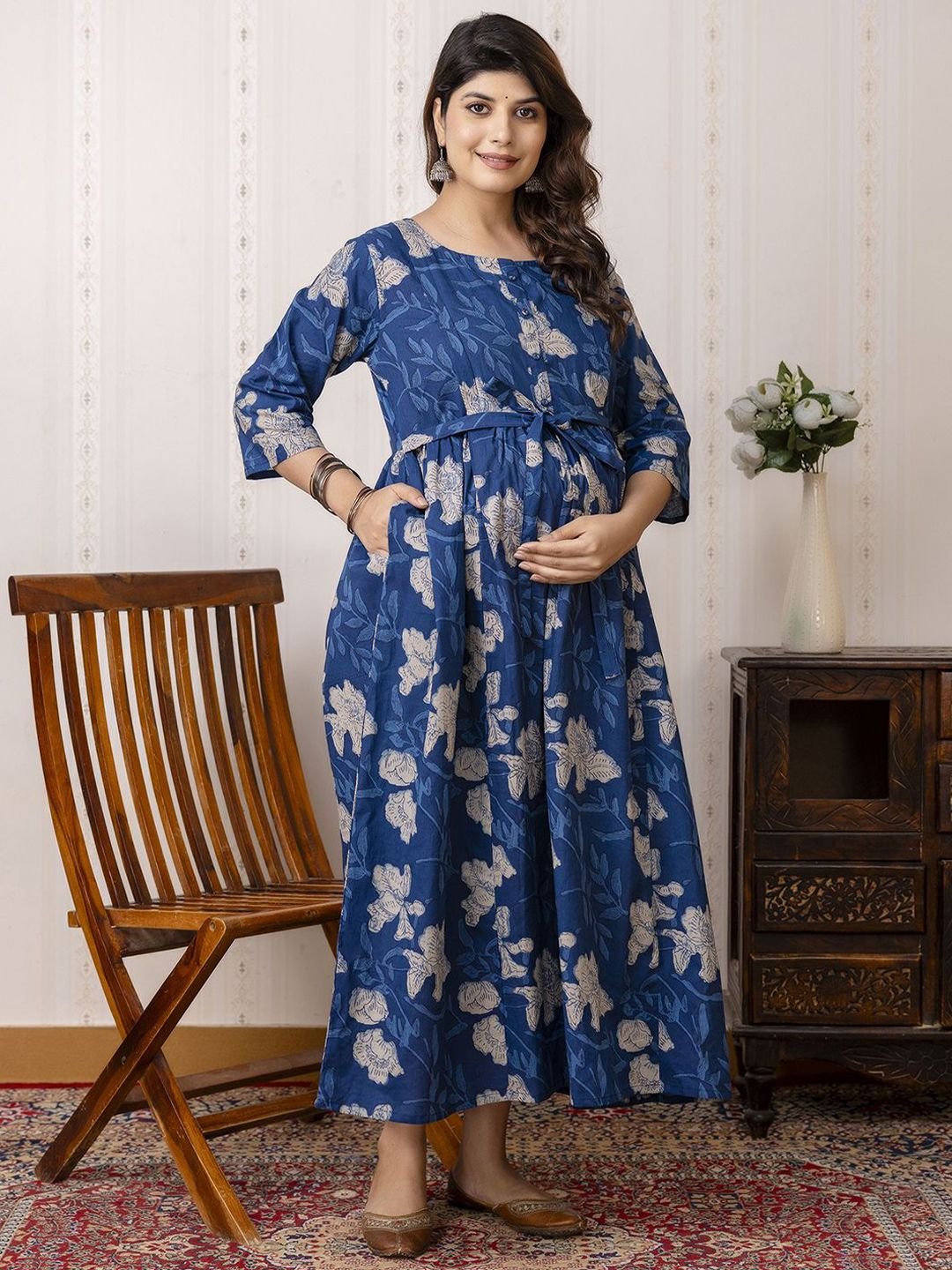 Tie and Dye Print Maternity Maxi Dress - Image 5