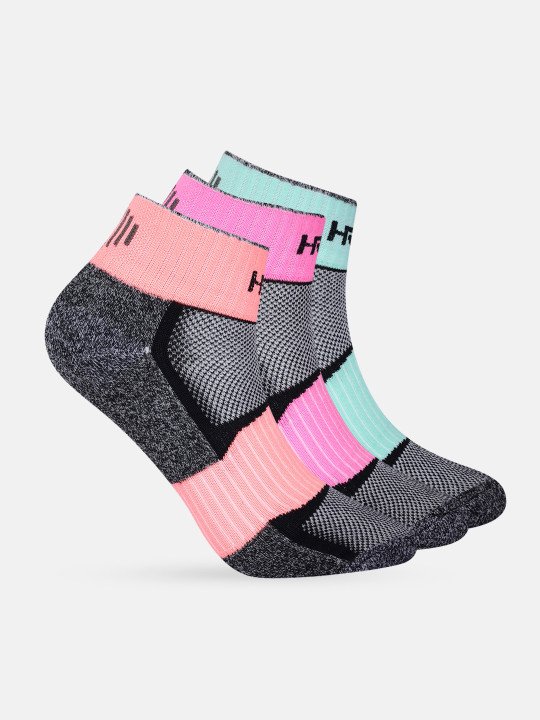 Women Pack Of 3 Striped & Colourblocked Ankle Length Socks