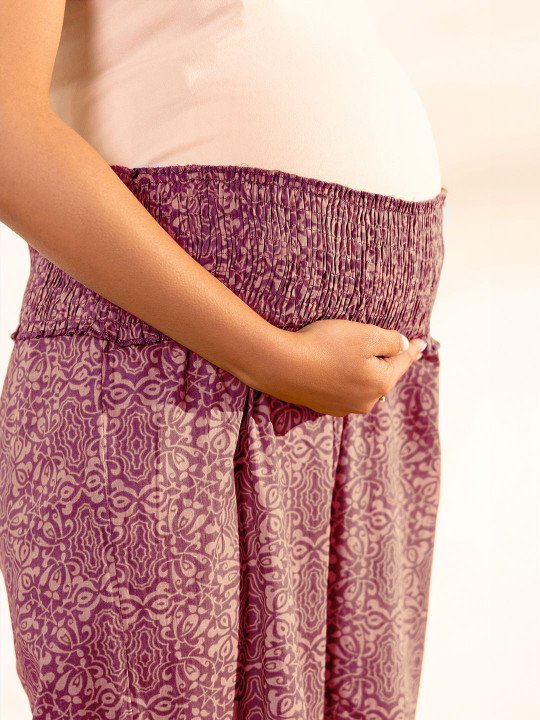Ethnic Motifs Printed Pure Cotton A Line Maternity Kurta with Trousers - Image 4