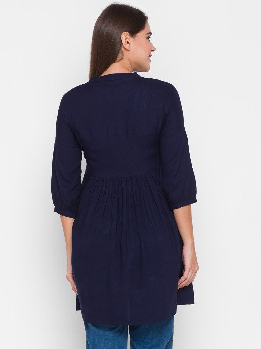 Navy Blue Longline Maternity Top - Image 4