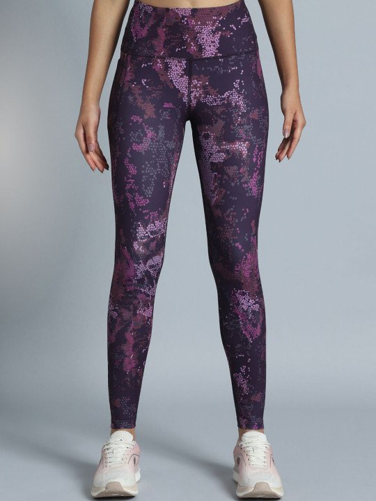 Women Plum Printed Train All Day COMFlex Tights
