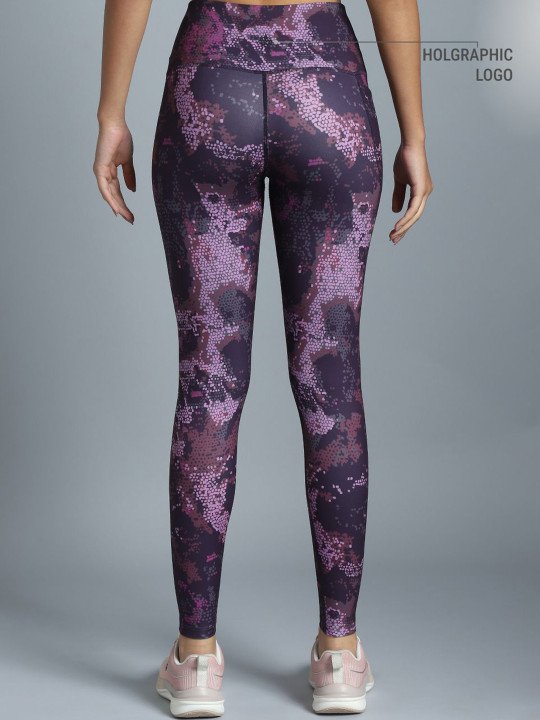 Women Plum Printed Train All Day COMFlex Tights - Image 3