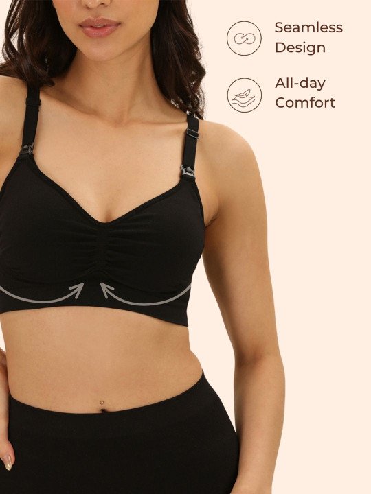 Women Padded Non Wired Maternity Bra With Adjustable Straps & Nursing Access - Image 5