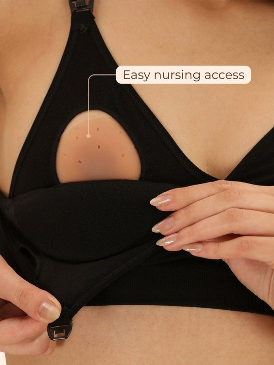 Women Padded Non Wired Maternity Bra With Adjustable Straps & Nursing Access - Image 6