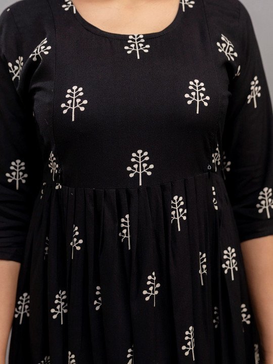 Women Printed Maxi Maternity Feeding Ethnic Dress - Image 2