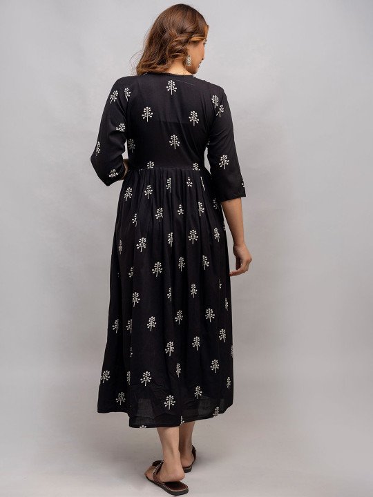 Women Printed Maxi Maternity Feeding Ethnic Dress - Image 4