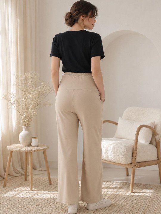 Women Cotton Straight Fit Maternity Track Pants - Image 4