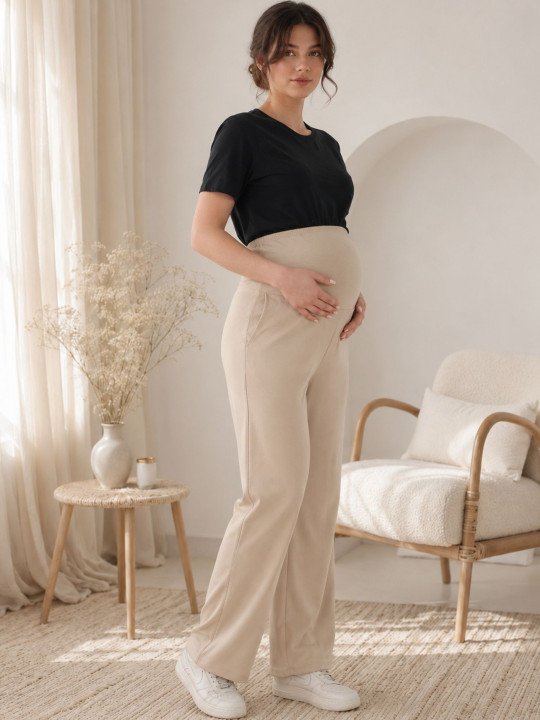 Women Cotton Straight Fit Maternity Track Pants - Image 5