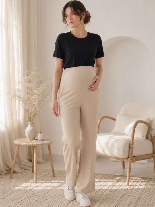 Women Cotton Straight Fit Maternity Track Pants - Image 6
