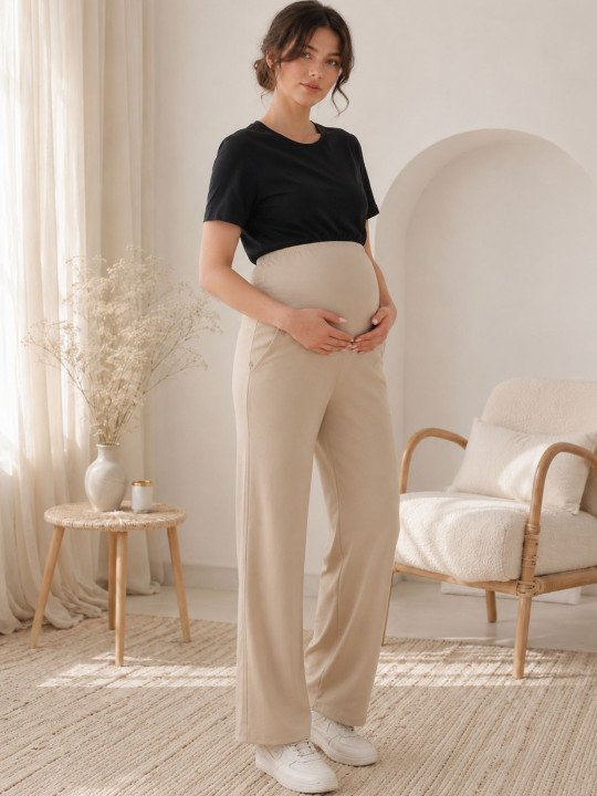 Women Cotton Straight Fit Maternity Track Pants - Image 7