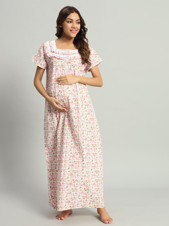 Printed Maternity Maxi Nightdress - Image 2