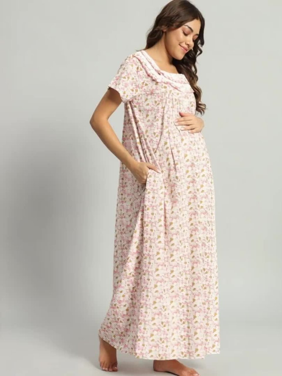 Printed Maternity Maxi Nightdress - Image 3