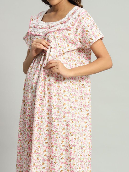 Printed Maternity Maxi Nightdress - Image 4