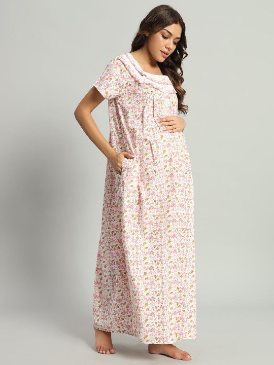 Printed Maternity Maxi Nightdress - Image 5