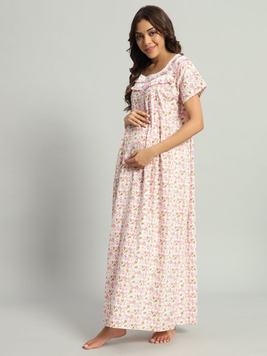Printed Maternity Maxi Nightdress - Image 6