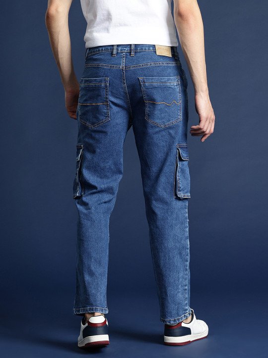 Men Light Fade Regular Fit Pocket Detail Jeans - Image 5