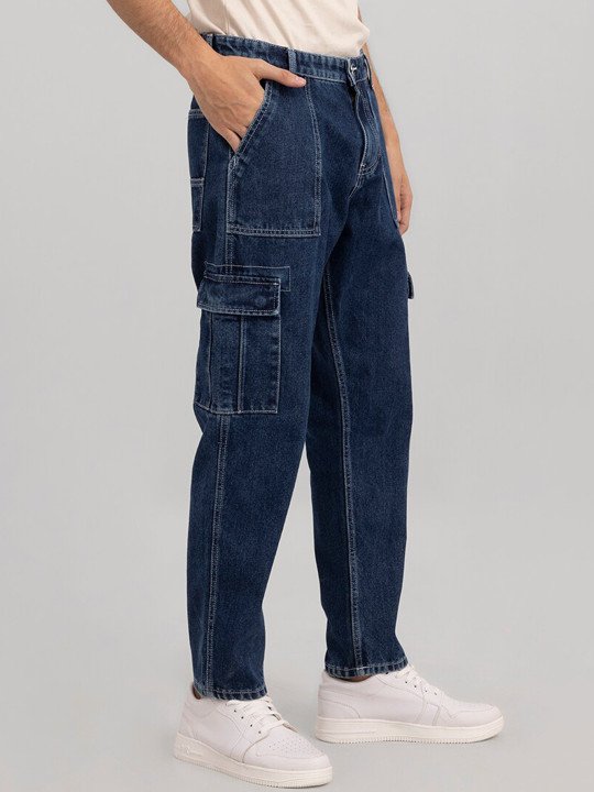 Men Blue Baggy Fit Pure Cotton Jeans