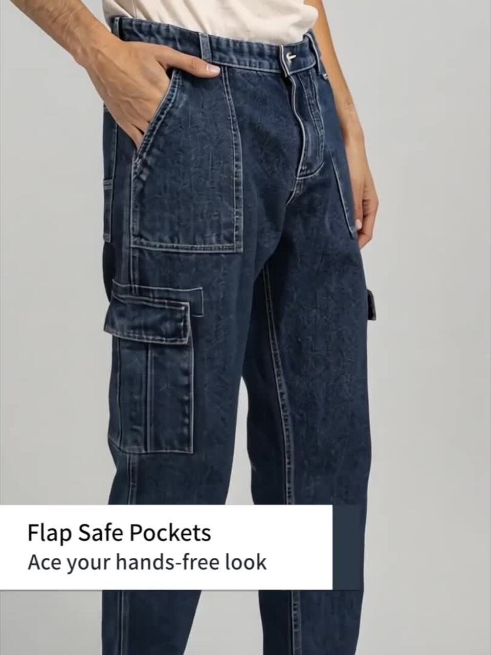 Men Blue Baggy Fit Pure Cotton Jeans - Image 3