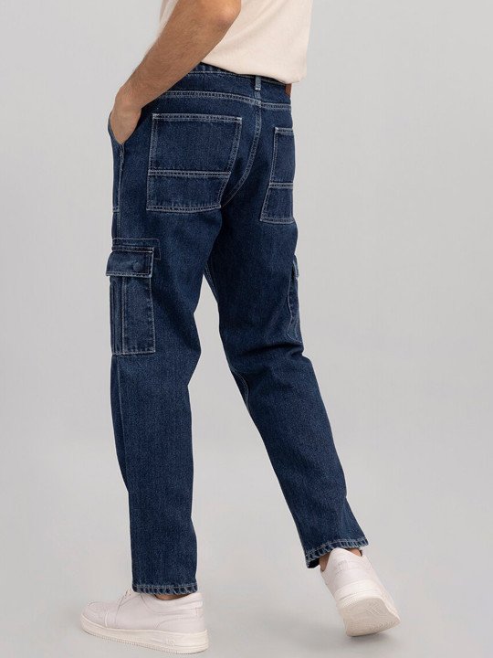 Men Blue Baggy Fit Pure Cotton Jeans - Image 4