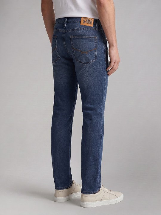 Men Slim Straight Fit Light Fade Jeans - Image 2